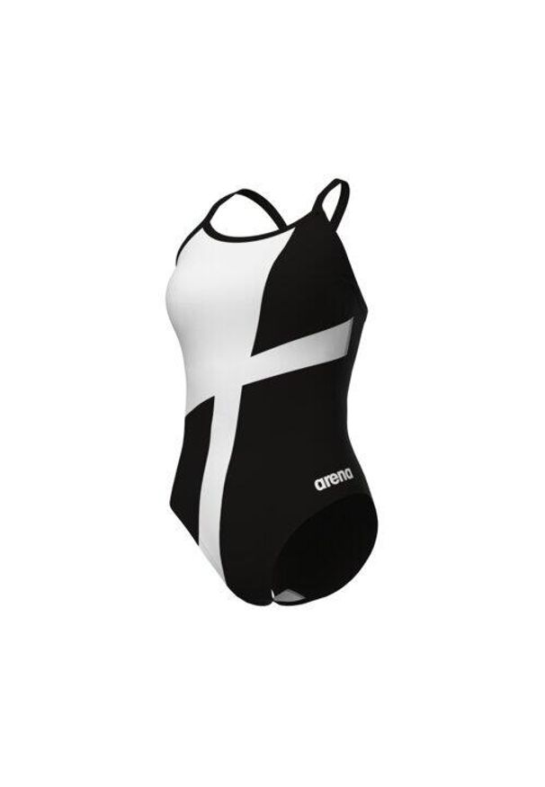 Damski kostium kąpielowy 1-częściowy Arena Diamond Lightdrop. Kolor: wielokolorowy, biały, czarny