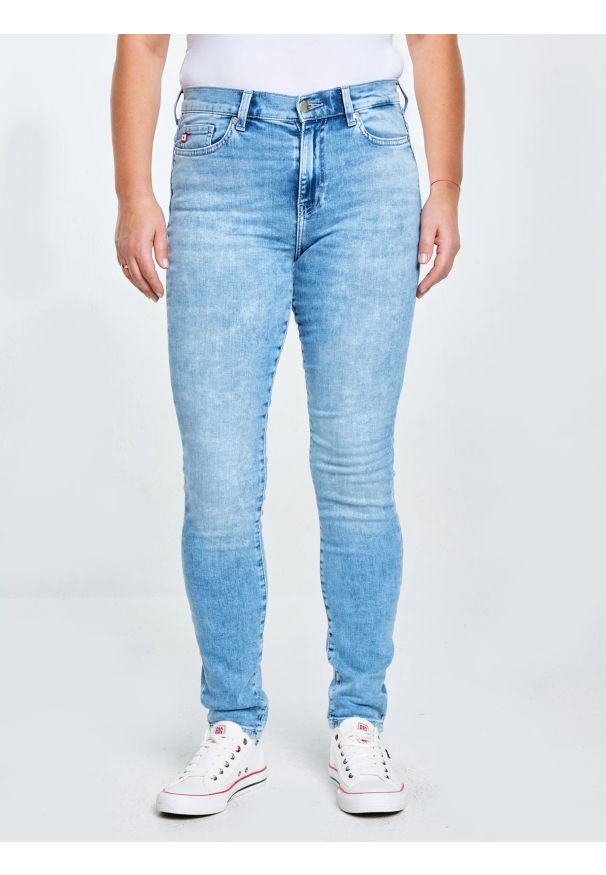 Big-Star - Jeansy damskie skinny marmurkowe jasnoniebieskie Adela 138. Kolor: niebieski. Styl: elegancki, klasyczny
