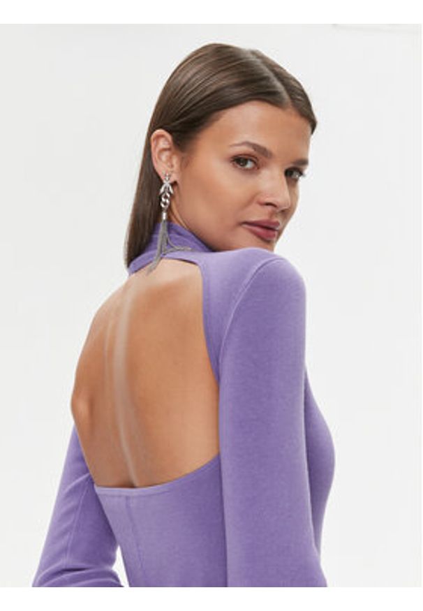 Patrizia Pepe Sukienka dzianinowa 2A2612/K002-M477 Fioletowy Slim Fit. Kolor: fioletowy. Materiał: lyocell