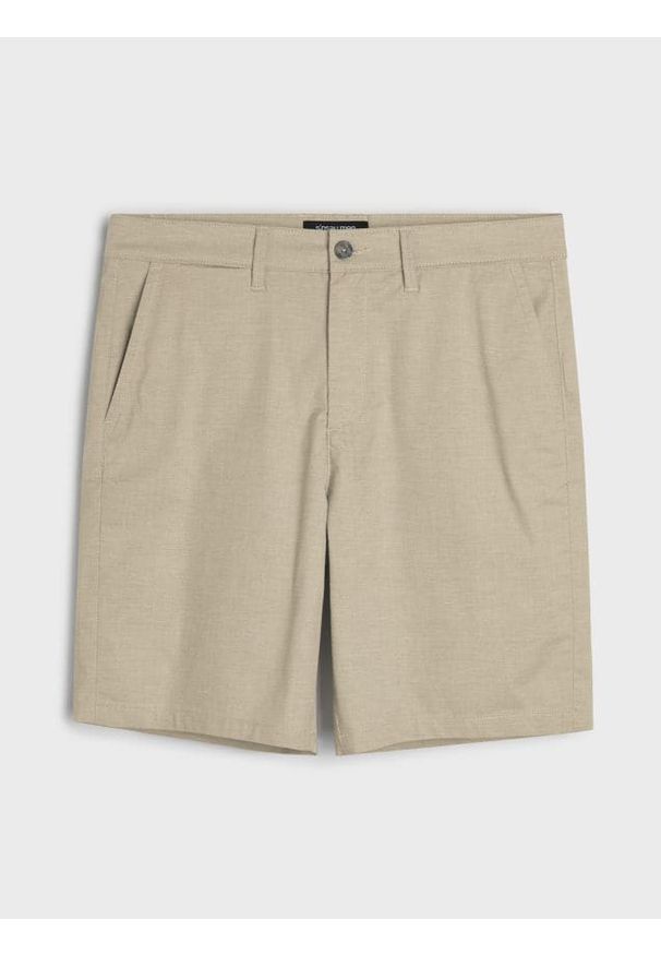 Sinsay - Bawełniane szorty chino - kremowy. Kolor: kremowy. Materiał: bawełna