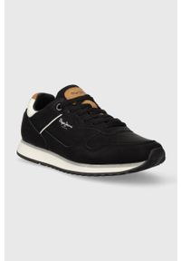 Pepe Jeans sneakersy LONDON STREET M kolor czarny PMS31013. Nosek buta: okrągły. Zapięcie: sznurówki. Kolor: czarny. Materiał: guma #5