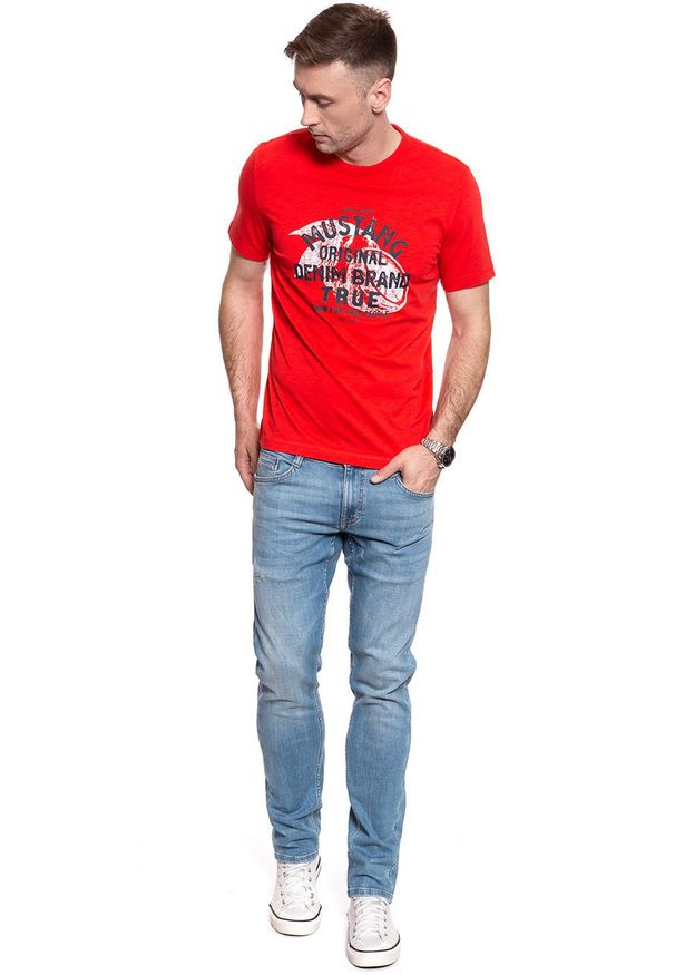Mustang - T-SHIRT MĘSKI MUSTANG Alex C Print 1009508 7130. Wzór: nadruk