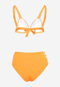 Born2be - Pomarańczowe Bikini Biustonosz na Regulowanych Ramiączkach z Cyrkoniami Majtki ze Sznurkiem Urubia. Kolor: pomarańczowy. Wzór: aplikacja #3