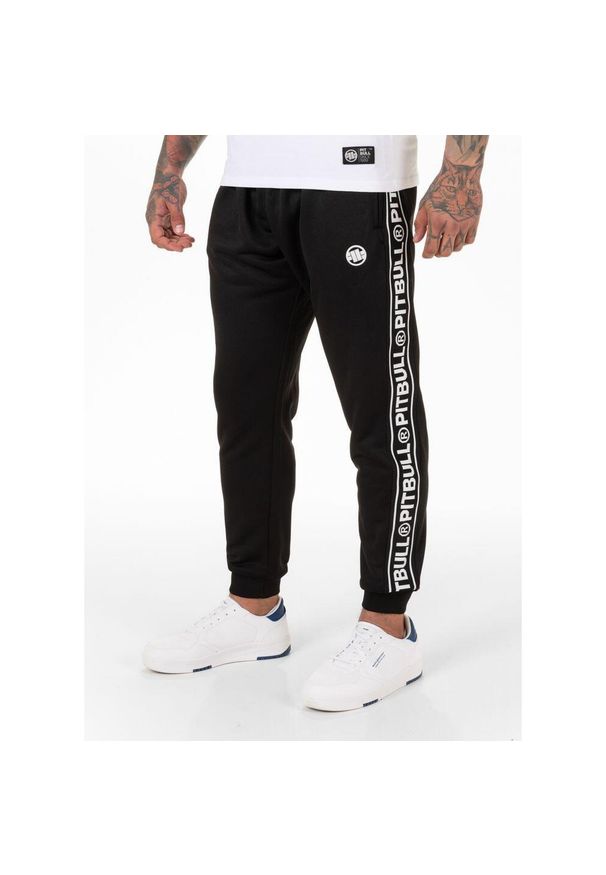 PITBULL - Spodnie męskie Oldschool Tape Logo. Kolor: czarny. Sport: fitness