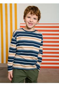 Sinsay - Bawełniana koszulka w paski - granatowy. Kolor: niebieski. Materiał: bawełna. Wzór: paski #1