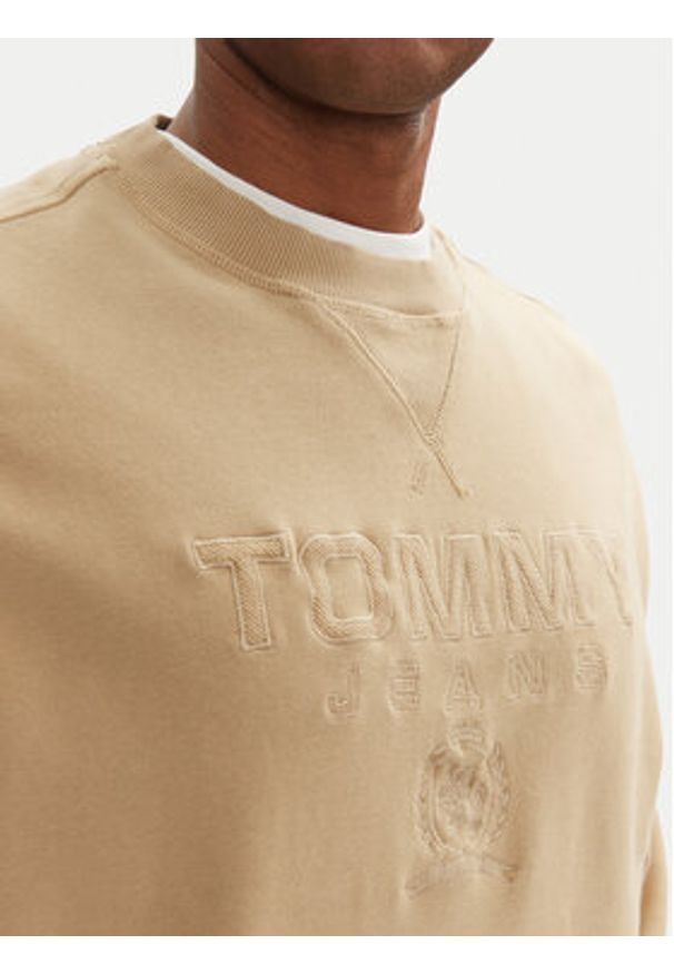 Tommy Jeans Bluza Varsity DM0DM20827 Beżowy Relaxed Fit. Kolor: beżowy. Materiał: bawełna