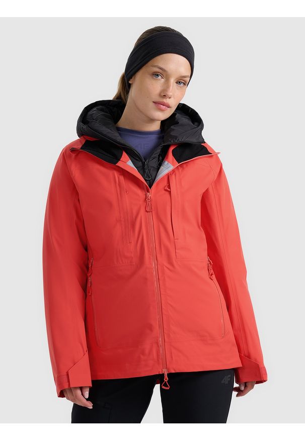 4f - 4F Kurtka trekkingowa przeciwdeszczowa membrana 20000+ damska - pomarańczowa XL. Kolor: pomarańczowy. Materiał: materiał. Długość rękawa: raglanowy rękaw. Technologia: Primaloft. Długość: długie. Sport: wspinaczka, turystyka piesza