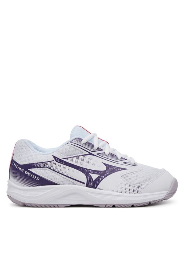 Mizuno Buty halowe Cyclone Speed 5 V1GC258035 Biały. Kolor: biały. Materiał: skóra