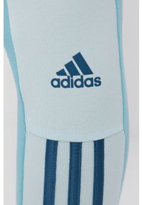 Adidas - adidas Legginsy damskie z aplikacją. Stan: podwyższony. Kolor: turkusowy. Materiał: bawełna. Wzór: aplikacja