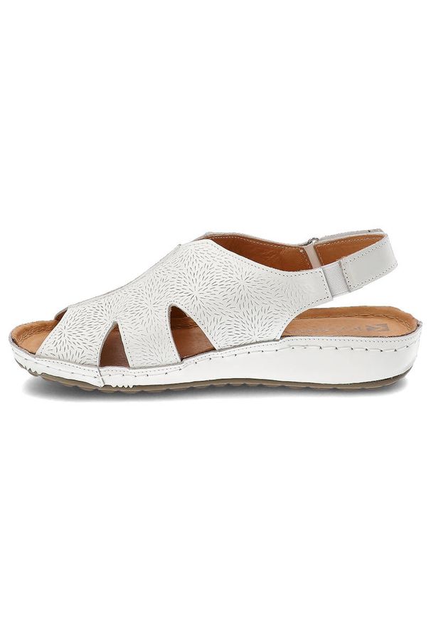 Białe Sandały Kampa Wygodne Skórzane Buty Damskie. Okazja: na spacer, na co dzień. Zapięcie: pasek. Kolor: biały. Materiał: skóra. Sezon: lato. Styl: casual, klasyczny
