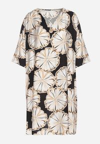 Born2be - Czarna Pudełkowa Sukienka z Lnem i Wiskozą w Kwiaty Rinosea. Okazja: na co dzień. Kolor: czarny. Materiał: len, wiskoza. Wzór: kwiaty. Styl: klasyczny, casual #7