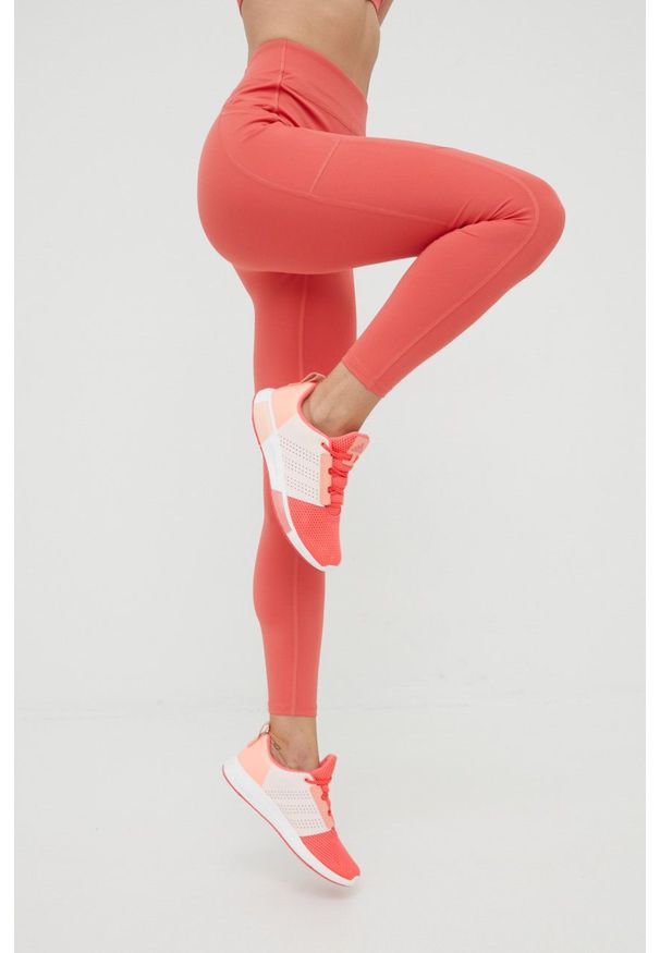 Only Play legginsy treningowe damskie kolor czerwony gładkie. Kolor: czerwony. Materiał: skóra, dzianina. Wzór: gładki. Sport: fitness