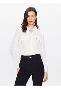 Elisabetta Franchi Koszula CA-046-32E2-V370 Biały Regular Fit. Kolor: biały. Materiał: syntetyk