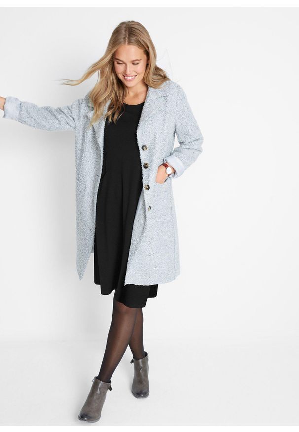 bonprix - Sukienka z dzianiny punto di roma. Kolor: czarny. Materiał: dzianina, skóra, materiał. Długość: midi, mini