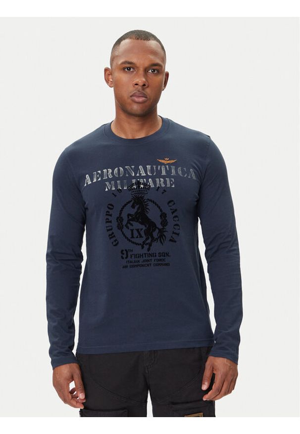 Aeronautica Militare Longsleeve 252TS2471UJ00641 Granatowy Regular Fit. Kolor: niebieski. Materiał: bawełna. Długość rękawa: długi rękaw