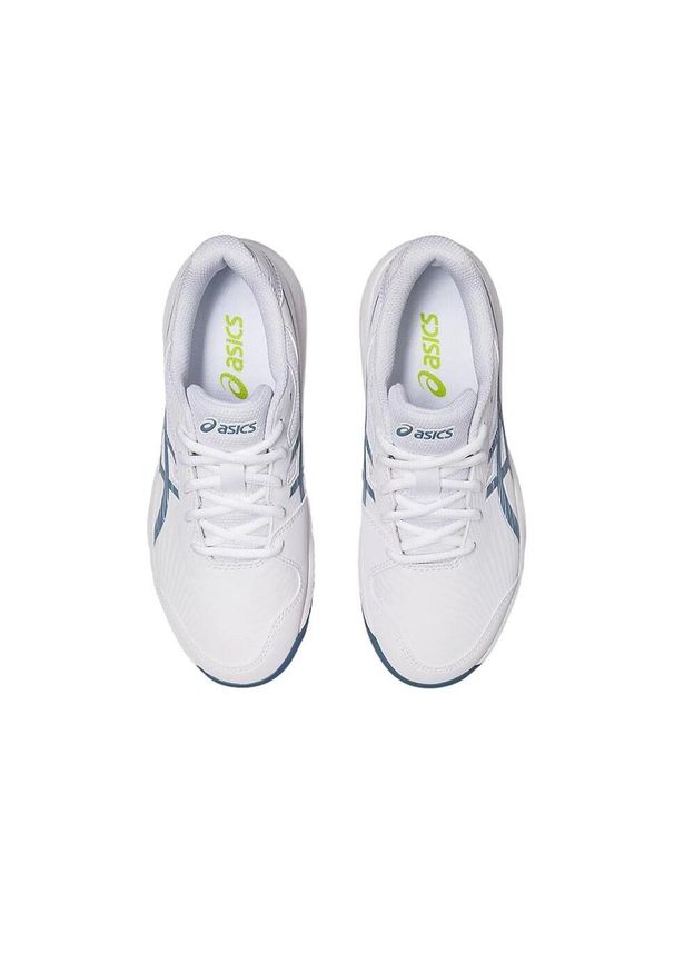 Buty do tenisa dla dzieci Asics Gel Game 9 Allcourt. Kolor: biały. Materiał: materiał, syntetyk. Szerokość cholewki: normalna. Sport: tenis