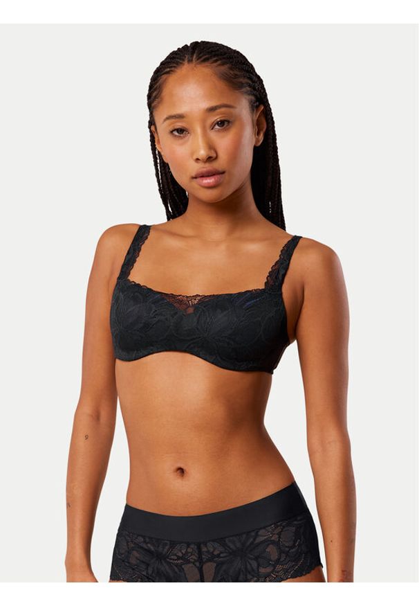 Triumph Biustonosz z fiszbiną Illusion 10219845 Czarny. Kolor: czarny. Materiał: syntetyk