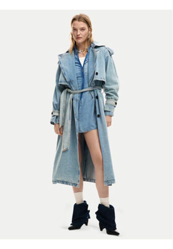 Desigual Trencz Vio 26SWED17 Niebieski Regular Fit. Kolor: niebieski. Materiał: bawełna