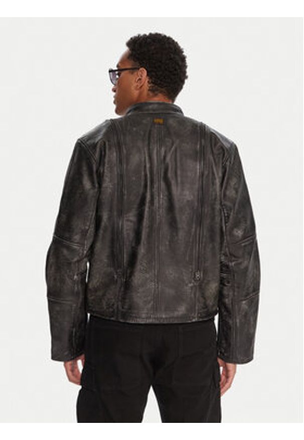 G-Star RAW - G-Star Raw Kurtka skórzana D26931-E082 Szary Regular Fit. Kolor: szary. Materiał: skóra