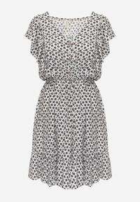 Renee - Biała Bawełniana Sukienka o Rozkloszowanym Kroju z Guzikami w Kwiatowy Wzór Roniva. Okazja: na imprezę, na co dzień. Kolor: biały. Materiał: bawełna. Wzór: kwiaty. Sezon: lato. Typ sukienki: rozkloszowane, proste. Styl: casual #2