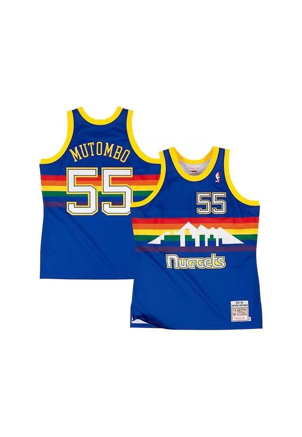 Mitchell & Ness - Koszulka NBA Denver Nuggets Dikembe Mutombo. Kolor: wielokolorowy, niebieski. Sport: koszykówka
