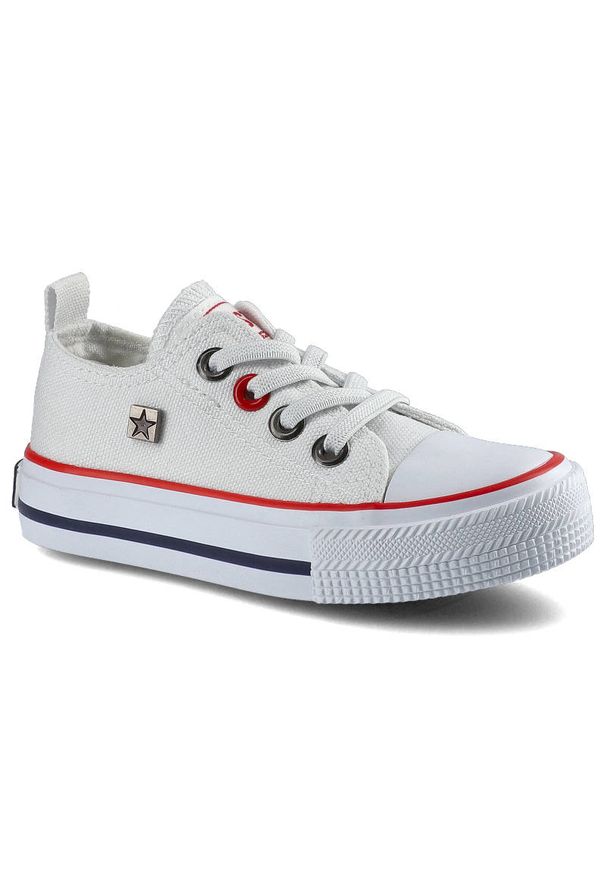 Big-Star - Białe Trampki Big Star Dziecięce Wsuwane Buty. Zapięcie: bez zapięcia. Kolor: biały. Materiał: materiał, guma. Szerokość cholewki: normalna. Wzór: aplikacja. Styl: elegancki