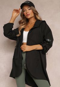 Renee - Czarna Kurtka Oversize Wiatrówka Ceshela. Kolor: czarny. Długość rękawa: długi rękaw. Długość: długie. Styl: elegancki