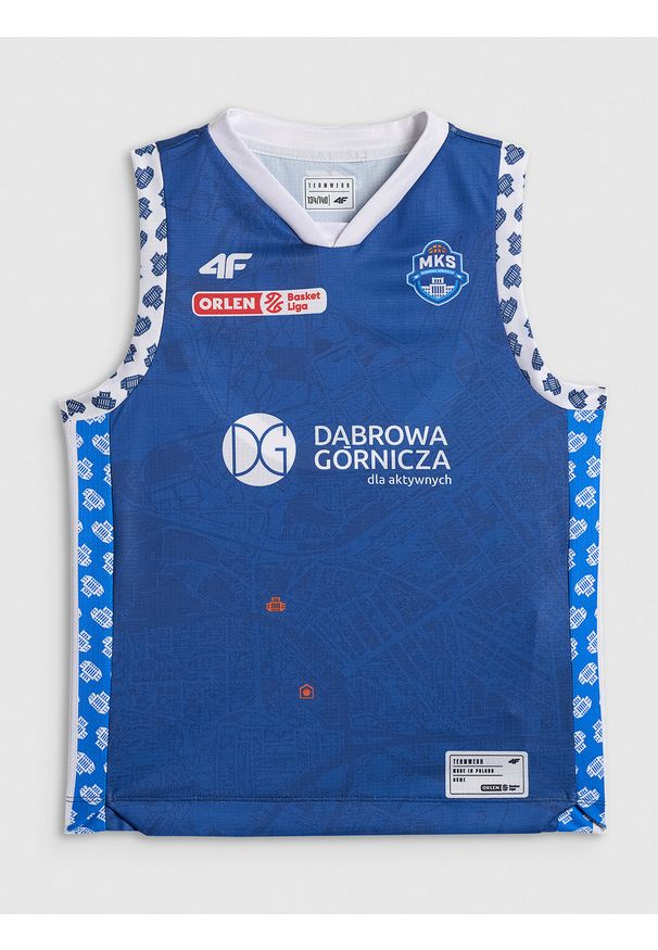 4f - 4F Koszulka meczowa replika wyjazdowa z sezonu 2025/26 dziecięca 4F x MKS Dąbrowa Górnicza - niebieska 122/128 (6-8 lat). Kolor: niebieski. Materiał: skóra, dzianina. Wzór: nadruk. Sezon: lato. Sport: fitness, koszykówka