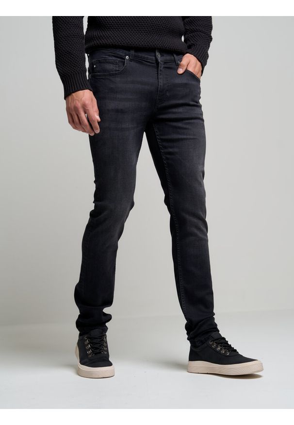 Big-Star - Spodnie jeans męskie skinny czarne Deric 950. Stan: podwyższony. Kolor: czarny. Styl: elegancki