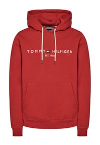 TOMMY HILFIGER - Tommy Hilfiger Bluza Logo Hoody MW0MW11599 Czerwony Regular Fit. Kolor: czerwony. Materiał: bawełna