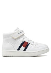 TOMMY HILFIGER - Tommy Hilfiger Sneakersy Higt Top Lace-Up/Velcro Sneaker T3A9-32330-1438 S Biały. Kolor: biały. Materiał: skóra