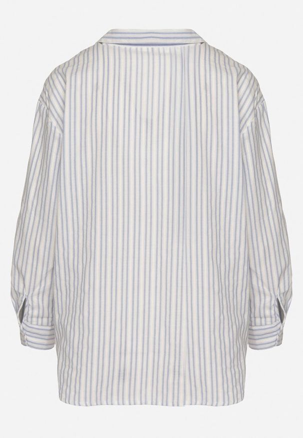 Born2be - Niebieska Koszula z Bawełny w Paski Tolisianne. Okazja: na co dzień, na spotkanie biznesowe. Typ kołnierza: kołnierzyk klasyczny. Kolor: niebieski. Materiał: bawełna. Długość rękawa: długi rękaw. Długość: długie. Wzór: paski. Styl: casual, biznesowy, klasyczny