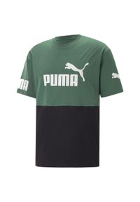 Koszulka Sportowa Męska Puma Power Colorblock. Kolor: zielony, czarny, wielokolorowy