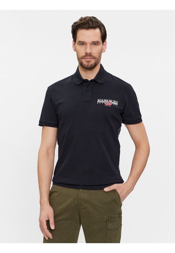 Napapijri Polo E-Aylmer NP0A4HTN Czarny Regular Fit. Typ kołnierza: polo. Kolor: czarny. Materiał: bawełna