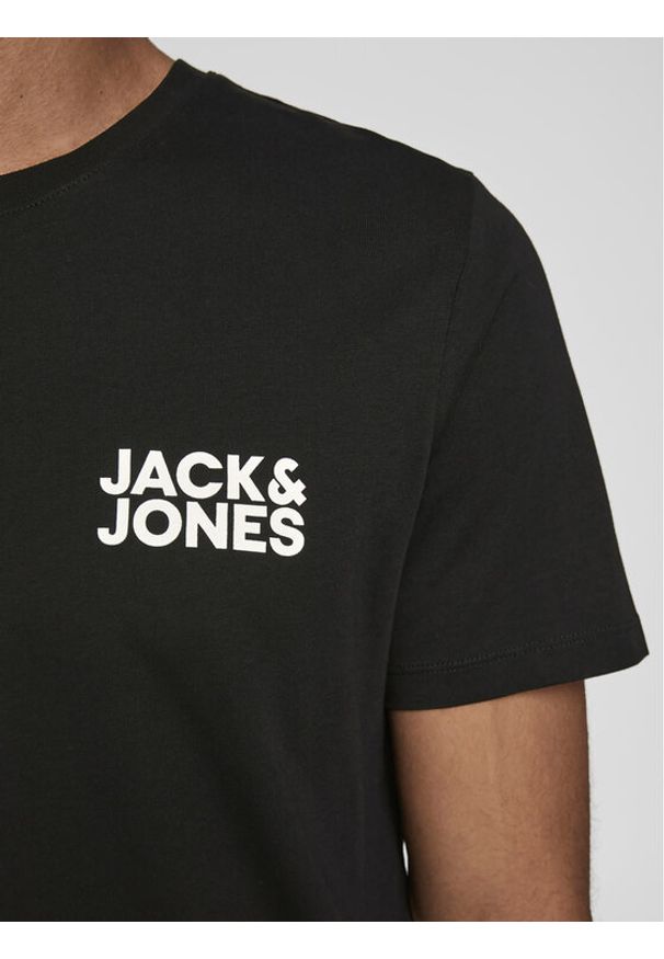 Jack & Jones T-Shirt Corp Logo 12151955 Czarny Slim Fit. Kolor: czarny. Materiał: bawełna