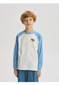 Reserved - Bawełniany longsleeve - jasnoniebieski. Kolor: niebieski. Materiał: bawełna. Długość rękawa: długi rękaw