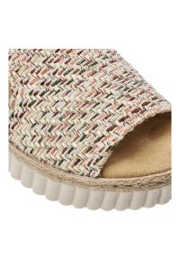 Sandały damskie Rieker, cholewka z materiału tekstylnego wsuwany fason na platformie, beżowe, 69276-60. Kolor: beżowy. Materiał: materiał. Obcas: na platformie #5