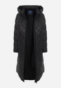 Born2be - Czarna Kurtka Długa Pikowana z Kapturem Conn. Typ kołnierza: kaptur. Kolor: czarny. Długość: długie #8