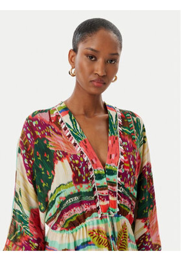 LOLA CASADEMUNT Sukienka letnia LS2616024 Kolorowy Relaxed Fit. Materiał: wiskoza. Wzór: kolorowy. Sezon: lato