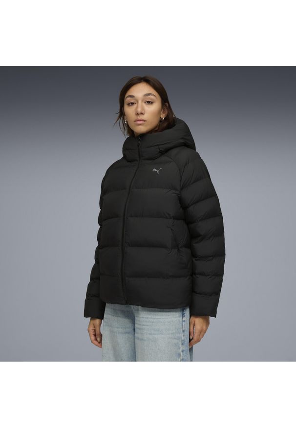 Puma - Damska kurtka z kapturem Mono PUMA. Typ kołnierza: kaptur. Kolor: szary, czarny, fioletowy, wielokolorowy. Sport: bieganie