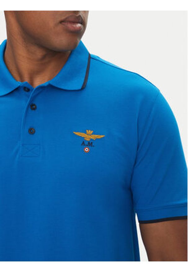 Aeronautica Militare Polo 251PO1308P82 Niebieski Regular Fit. Typ kołnierza: polo. Kolor: niebieski. Materiał: bawełna