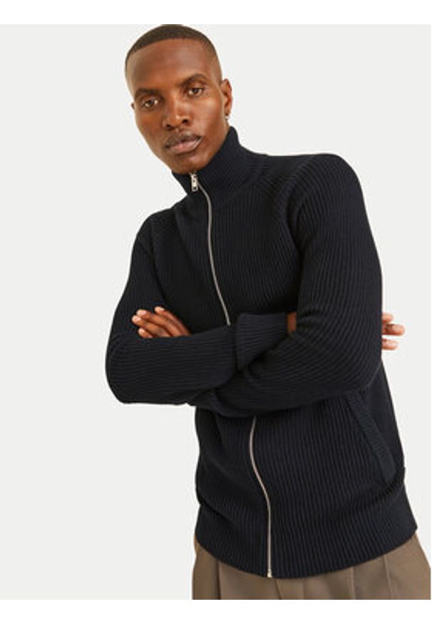 Jack & Jones - Jack&Jones Kardigan Pannel 12258474 Czarny Regular Fit. Kolor: czarny. Materiał: bawełna, syntetyk