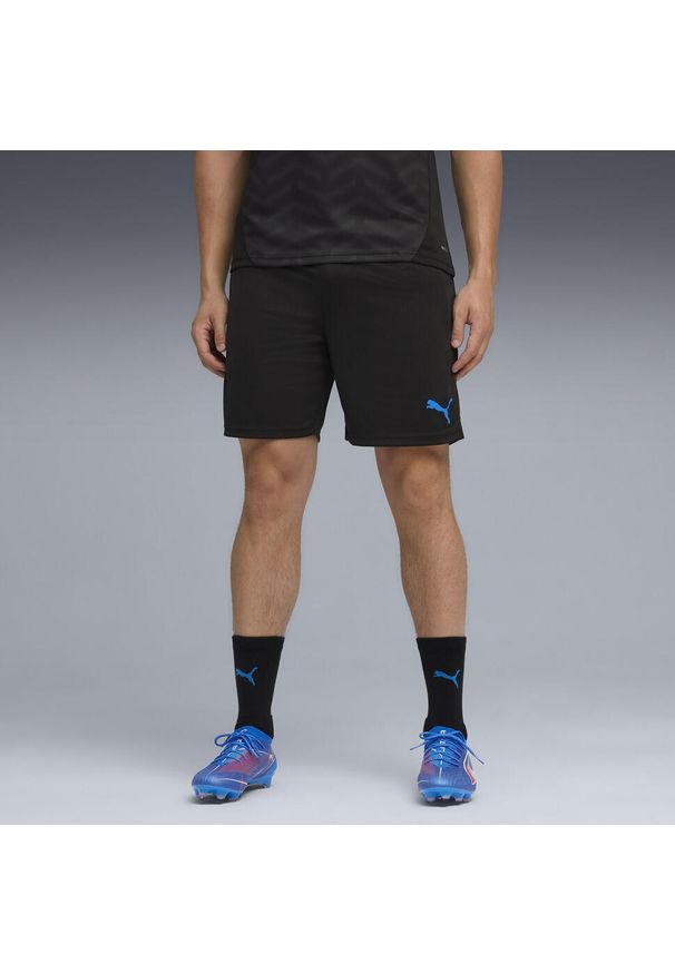 Puma - Męskie piłkarskie szorty treningowe individualCUP PUMA Black White Ultra Blue. Kolor: czarny, niebieski, wielokolorowy, biały. Sport: piłka nożna
