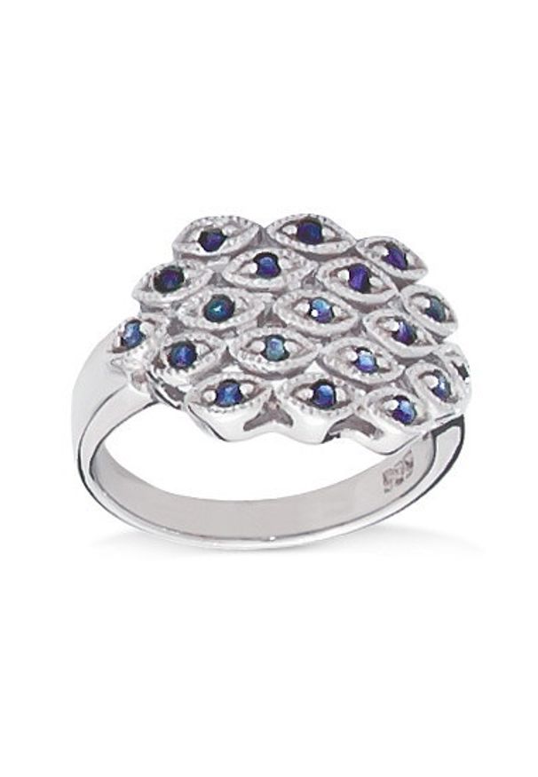 Braccatta - PAVO Srebrny pierścionek z niebieskimi szafirami. Materiał: srebrne. Kolor: niebieski, wielokolorowy, srebrny. Kamień szlachetny: szafir