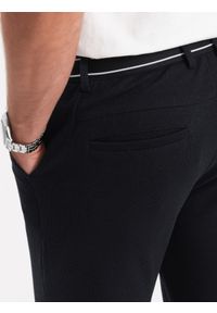 Ombre Clothing - Dzianinowe spodnie męskie z gumką w pasie - czarne V4 OM-PACP-0116 - XXL. Kolor: czarny. Materiał: dzianina #3