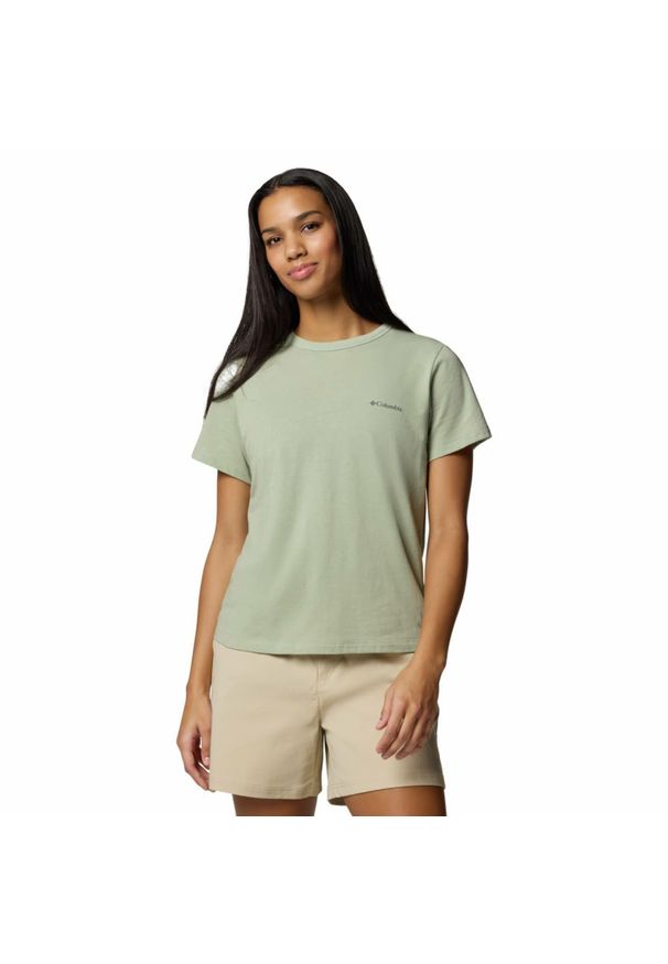 columbia - Koszulka damska Columbia Sun Trek Short Sleeve II Tee z krótkim rękawem. Kolor: zielony. Długość rękawa: krótki rękaw. Długość: krótkie