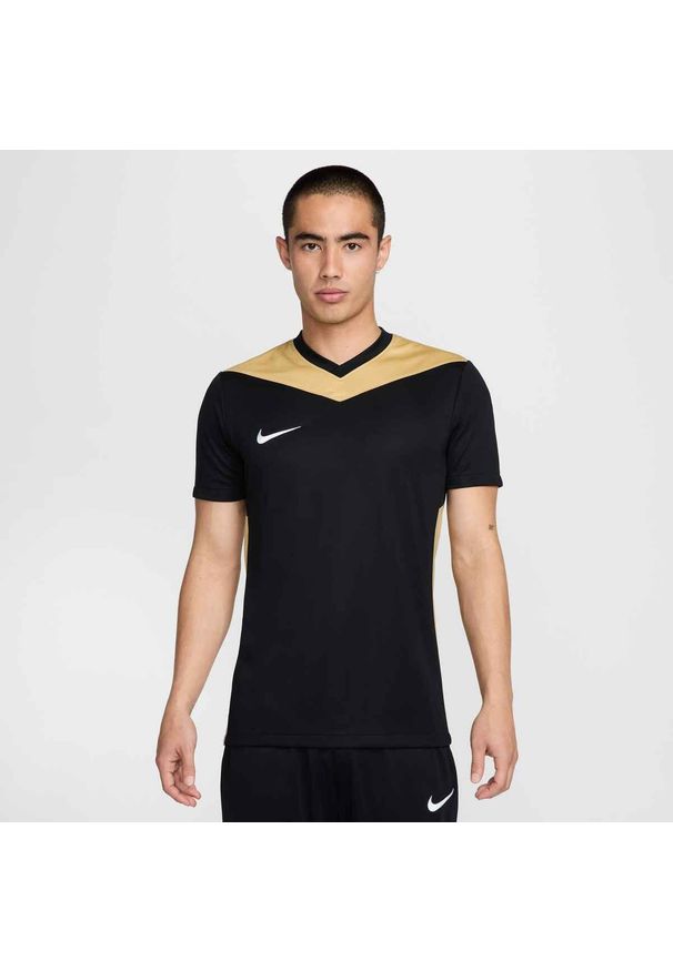 Koszulka treningowa męska Nike Dri-fit Park Derby Iv. Kolor: czarny, żółty, wielokolorowy. Długość rękawa: krótki rękaw. Technologia: Dri-Fit (Nike). Długość: krótkie. Sport: bieganie