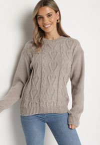 Born2be - Szary Sweter z Wełną Ściągaczem i Tłoczeniem Riavonnae. Okazja: na co dzień. Kolor: szary. Materiał: wełna. Styl: wizytowy, klasyczny, casual, elegancki #7