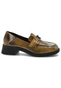 Zielone Półbuty Armodo Eleganckie Obuwie Damskie. Okazja: na co dzień, na spotkanie biznesowe. Zapięcie: klamry. Kolor: zielony. Materiał: skóra. Obcas: na obcasie. Styl: elegancki. Wysokość obcasa: średni #4