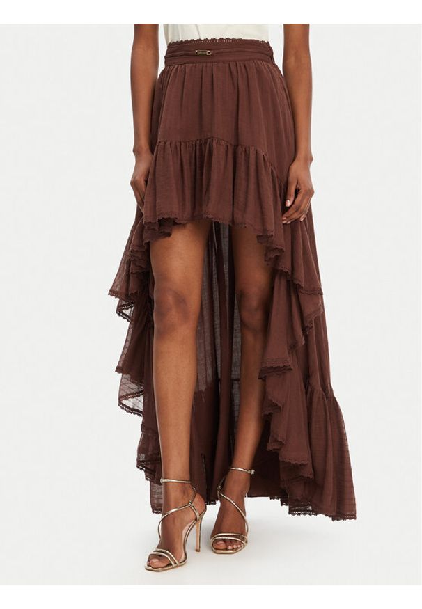 Guess Spódnica maxi 5GGD34 7317A Brązowy Regular Fit. Kolor: brązowy. Materiał: bawełna